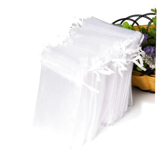 Hopttreely White Sheer Organza Gift Bags, 4x4.72 Pouches Candy Jewelry Wedding Party Favor Present Bags Wrapping Supplies 50PCS