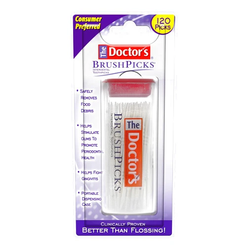 The Doctor's BrushPicks, Interdental Brushes and Dental Pick 2-in-1, Plaque Remover for Teeth, 120 Toothpicks, 1 Pack
