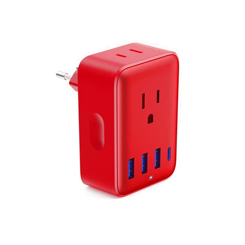 Feob European Travel Plug Adapter USB C, 45W International Power Plug with 2 AC Outlets,1 USB C and 3 USB A Port, 6-in-1 Type C Power Adapter Charger for US to Most of Europe EU Spain Italy France Germany