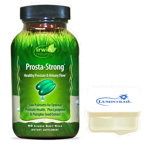 Irwin Naturals Prosta-Strong, Supports Prostate Health and Urinary Flow - 90 Liquid Softgels Bundle with a Pill Case