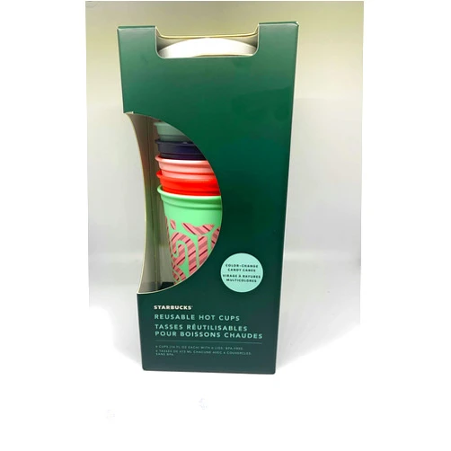 Starbucks Reusable Plastic Hot Cups Holiday 2020 Color Changing Cups, 16 ounces