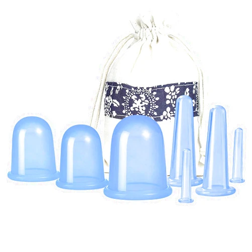 MAFLY Cupping Therapy Sets 7Pcs Silicone Anti Cellulite Cup Vacuum Suction Massage Cups Facial Cupping Sets Body and Face Massager for Adults Home Use (Blue)