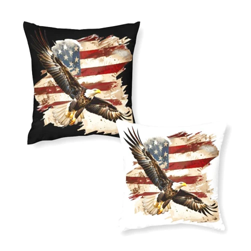 Generic Vintage U.S. Flag Bald Eagle Decorative Square Throw Pillow Cases Set of 2 Cushion Covers Printed for Couch Bed Sofa Living Room
