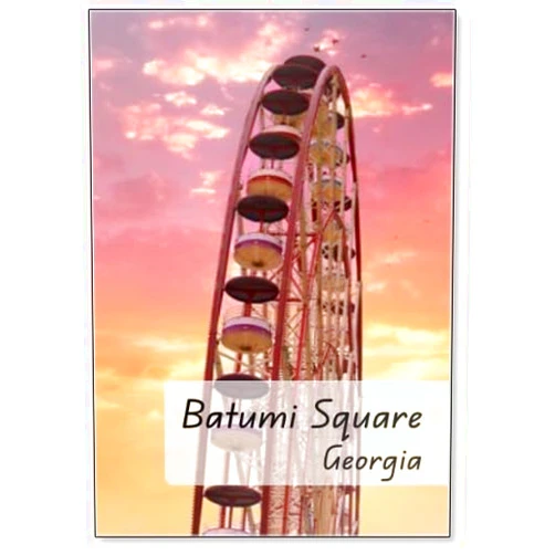 Photomagnet Ferris Wheel in A Playground in Batumi Square. Amazing and Fanfastic Sky, Fridge Magnet
