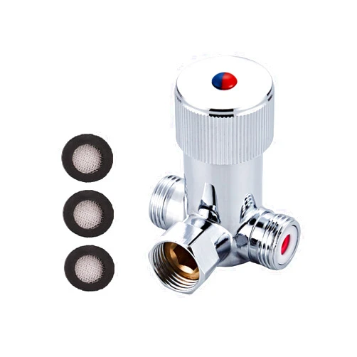 Gangang Tempcontrol Mixer Valve,Brass Cold and Hot Water Mixing Valve,Inlet NPS G1/2 with Check Valve, Outlet NPS G1/2