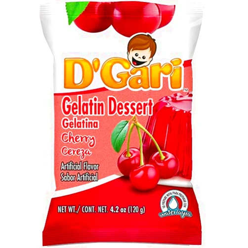 OHMARKET D'Gari Gelatin Dessert Cherry Flavor - 1 pack x 120g - Gelatina Cereza