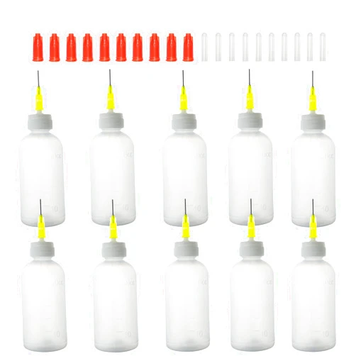 SHAOTONG 10Pcs Squeeze Bottle With 20G Dispensing Needles And Cap (50ml dispensing bottle)