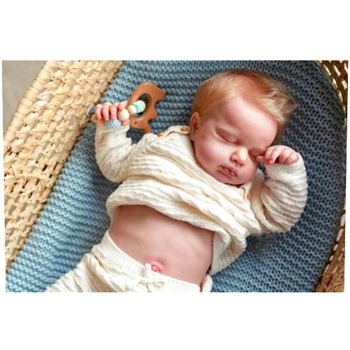 Anano Reborn Baby Dolls Closed Eyes Loulou 20 inches Waterproof Anatomically Correct Full Body Baby Doll Boy with Hand Rooted Hair for Kids Ages 3+