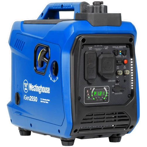 Westinghouse 2550 Peak Watt Super Quiet & Lightweight Portable Inverter Generator, RV Ready 30A Outlet, Gas Powered, Parallel Capable, Long Run Time,Blue