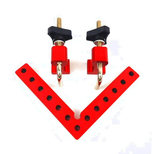 PuzFun 90 Degree Positioning Squares, Right Angle Clamp with 2 Clamps, Aluminium Alloy L-Type Corner Clamp, 5.5 Inch Woodworking Carpenter Clamping Tool for Frames, Boxes, Cabinets or Drawers (1 pack)