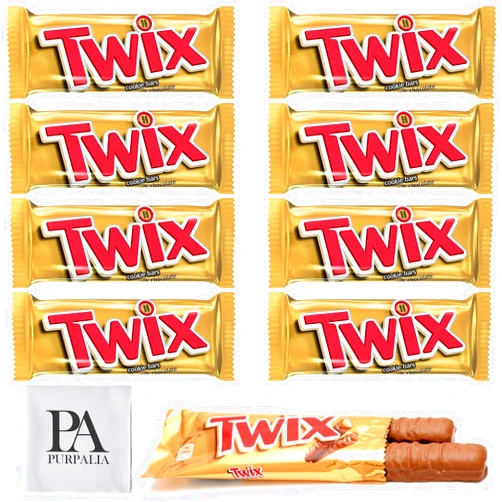 Purpalia Twix Candy Bars Bulk: 50g Individually Wrapped Full-Size Caramel Cookie Bars - Satisfy Your Sweet Tooth with Twix! (Purpalia Packaging) (8 Pack)