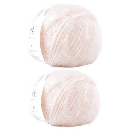 Lerchiyar Snowbaby Wool Acrylic Blend Long Pile Yarn,(Worsted) Warm and Luxurious Fuzzy Yarn for Knitting and Crocheting DIY Hats Scarves Sweaters, 2 * 3.52oz/100g 207yds(08-Milk Tea White)