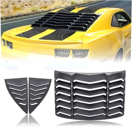 CUMART Window Louvers 2010-2015 Rear+Side Set Sun Shade Windshield Cover Matte Black Compatible with Chevrolet Chevy Camaro 2010 2011 2012 2013 2014 2015