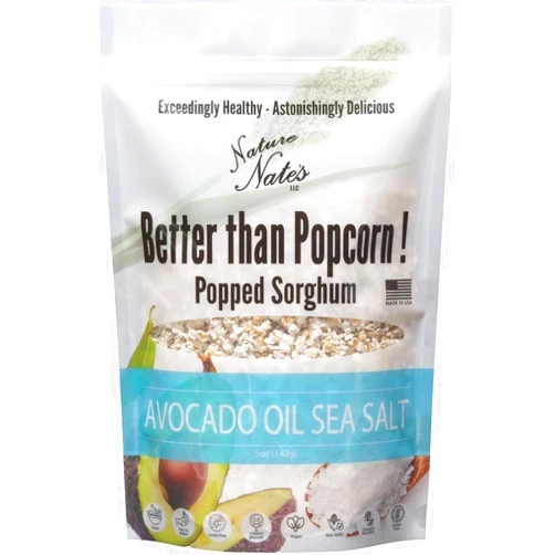 Nature Nate's LLC Nature Nate’s Popped Sorghum, Avocado Oil Sea Salt - Organic Sorghum, Keto & Gluten Free, Whole 30, Healthy Snacks, Better Than Popcorn, Made in USA - 5 Ounce