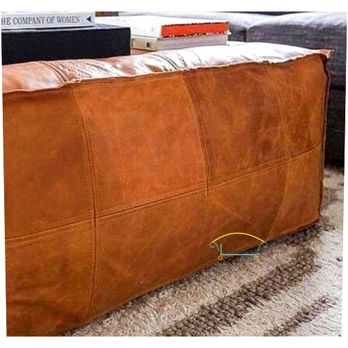 LEATHEROOZE Amazing Square unstuffed Ottoman Pouffe Moroccan Leather, Ottoman Square Pouf, Light tan Handmade Footstool Square pouffe Moroccan (40 * 40 * 18 inch)