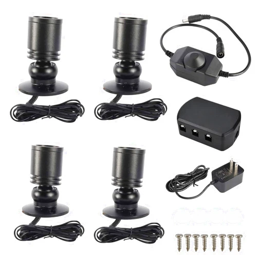 YaeCCC Dimmable LED Mini Spotlight Jewelry Showcase Display Lights Black Shell Surface Mount (Pack-4,Daylight 6400k)
