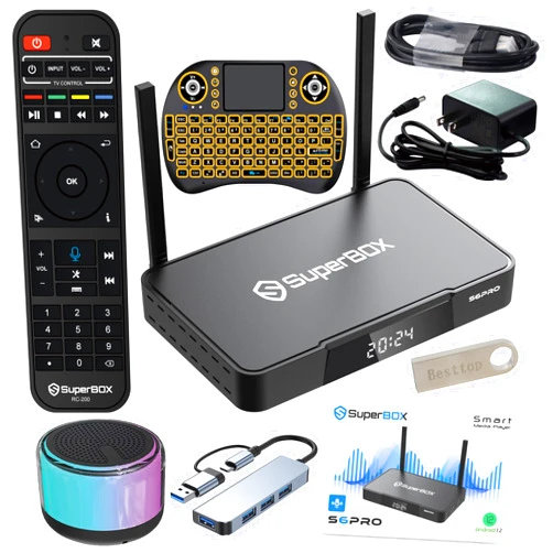 Besttop Authorized Seller, Super S6 Pro 2024 Fully L-o-aded, 4G RAM+32 ROM S6pro with Time Shift, Parental Controls & Voice Remote, Newest S-6 Super Stable & Smooth TV Box,Perfect for Family Fun