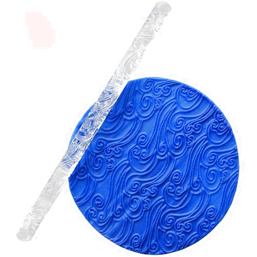 Generic 3D Acrylic Rolling Pin Reusable Fondant Cake Design Impression Rolling Pin Pastry Roller Embossing Baking Tools (2#)