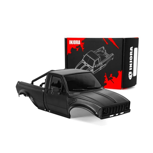 INJORA IR60-24 Pickup Hard Body Shell with Bed Rack for 1/24 RC Crawler Axial SCX24 C10 Bronco Wrangler Base Camp (Black)