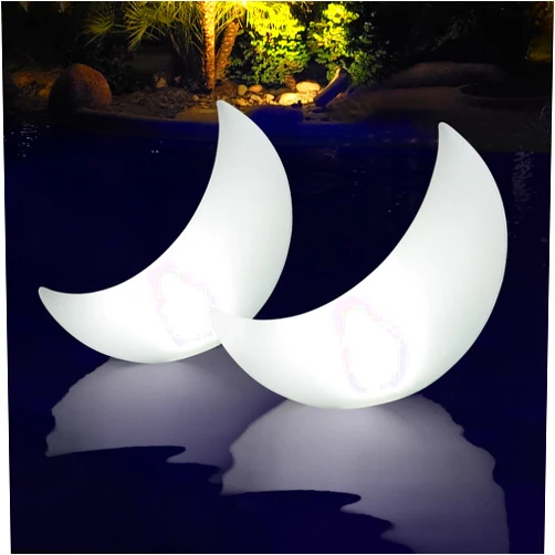 Goallim Crescent Moon Solar Floating Lights - 23'' Multicolored, Inflatable, Waterproof Moon Lights for Inground/Above Ground Pool - 2PCS