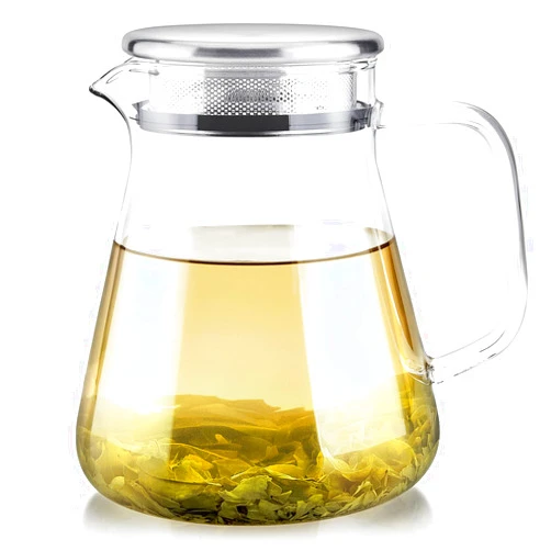 Teabloom One-Touch Tea Maker, 2-in-1 Teapot and Kettle with Stainless Steel Filter Lid for Loose Tea – Stain-Free Borosilicate Glass Teapot (27 Oz) – Tea Connoisseur's Choice