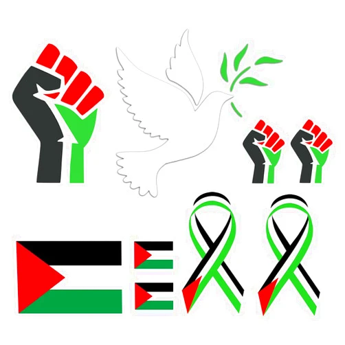 Inking house 9 x Palestine Flag Iron on Screen Print Transfer Palestinian Freedom Dove for Fabrics Machine Washable Palestinian Hand Patch, BLACK, IOPALS9US