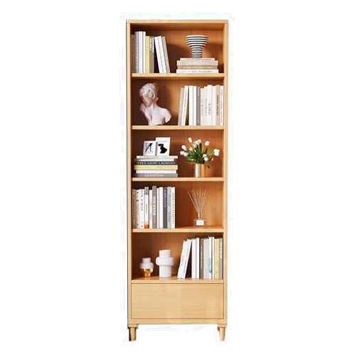KIRANDY Solid Wood Bookshelf, Floor-to-Ceiling Study Cabinet Bookcase, Simple Combination Storage Rack for Bedroom ( Color : Wood Color )