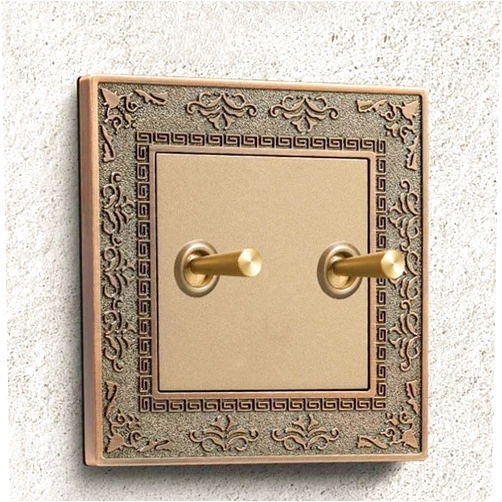 AVTREE 86 Type EU 220V 1/2/3/4 Gang 2 Way Smart Retro Wall Switch Light Switch Vintage Brass Toggle Retro Wall Switch 10A Wall Light Switch Panel Control Switch for Living Room Household (Size : 4 Gang) (Co