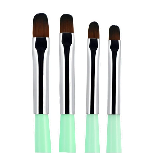 BEAUTÉ GALLERIA Beaute Galleria 4 Pieces Gel Nail Brush Set (Size 6, 8, 10, 14) for Gel Nail Extensions, UV Builder, Nail Tips Builder, Polygel Nails, Gel Sculpting, Nylon Hair Nail Art Painting Pen