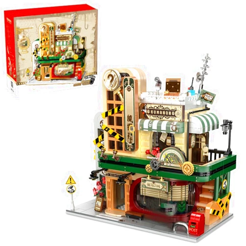 TyGn Private Detective Agency House Building Blocks Set for Teen and Adults Age 6+, 1286PCS Fun Mini Building Block Toys with LED, Toys Building Kit Gifts for Sharing Joy with Family