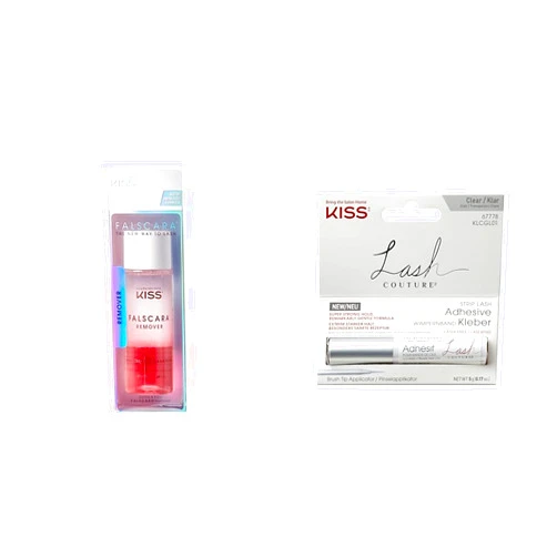 KISS Falscara Remover for Lash Adhesive, Makeup, Wisps + Lash Couture Lash Glue, Super Strong Strip Lash Adhesive, White
