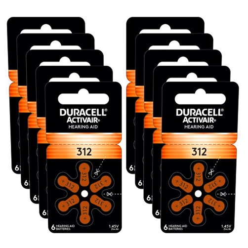 Duracell Hearing Aid Batteries Size 312, 60 Count (Pack of 1) batteries