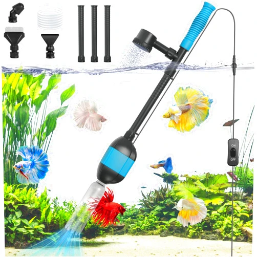 Roetelo Fish Tanks Gravel Vacuum Cleaner, 397GPH/20W Electric Aquarium Gravel Cleaner, 6-in-1 Aquarium Cleaner Kit for Remove Dirt Change Water Wash Sand and Water Shower for Turtle Betta Fish Tank.