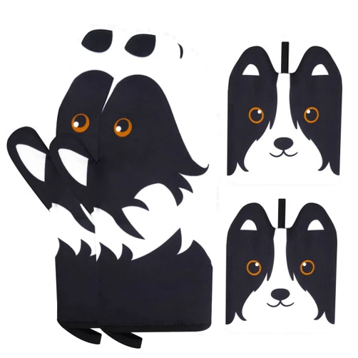 Hkojewp Oven Mitts, Cute Kitchen Oven Mitts and Pot Holders Sets, Heat Resistant Funny Dog Glove Potholder and Hot Pads Soft Lining, Border Collies Mitten Kitchen Baking Grilling Cooking Housewarming