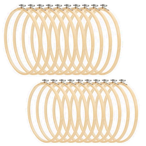 SENJEOK 20 PCS 8 Inch Bamboo Embroidery Hoop, 20cm Cross Stitch Circle Ring for Craft Sewing, DIY Project, Decoration