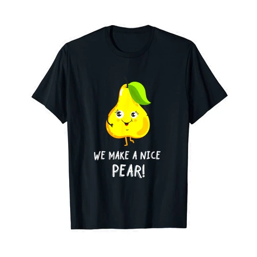 Jamrock Fruits and Veggie Puns Apparel We Make a Nice Pear! Funny Fruit Pun T-Shirt