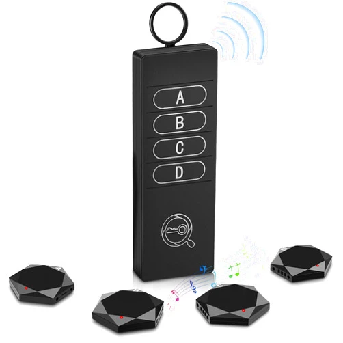 Luubom Key Finder 80DB+ Tracking Devices, Item Locator Tags with 164ft, Wireless Locator for Finding Wallet Phone Glasses Pet, 1 RF Transmitter & 4 Receivers