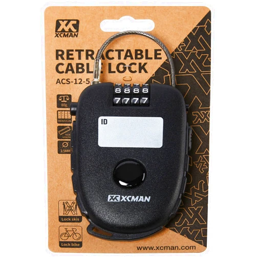 XCMAN Snowboard Lock with 30inch Ski Lock, Ski Locks Cable Retractable, Snowboard Lock Cable,Bike Locks and Suitcases,Secure 4-Digit