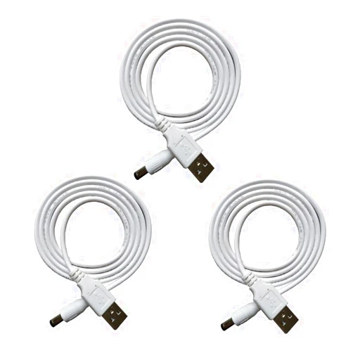 DZYDZR 3pcs Extension Cable USB to DC Cable - 5V USB 2.0 Port Male to DC 5V Male 5.5mm x 2.5mm Power Cord White 100cm(3.3ft)