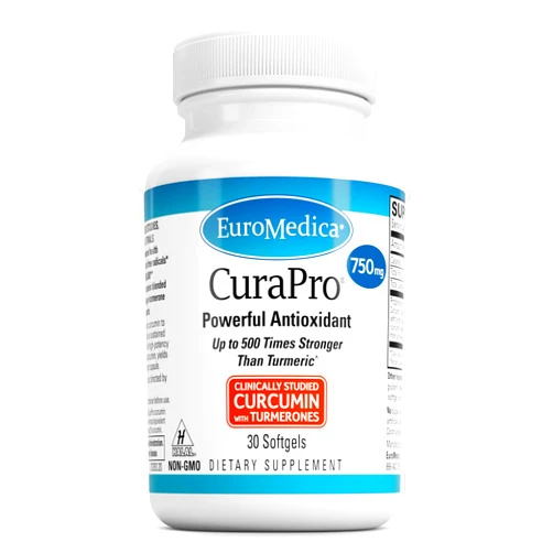 Euromedica CuraPro - Antioxidant Supplement for Brain & Heart Health Support - Dietary Supplement with High-Potency Curcumin Complex - Kidney, Liver & Immune Health Support - 30 Softgels