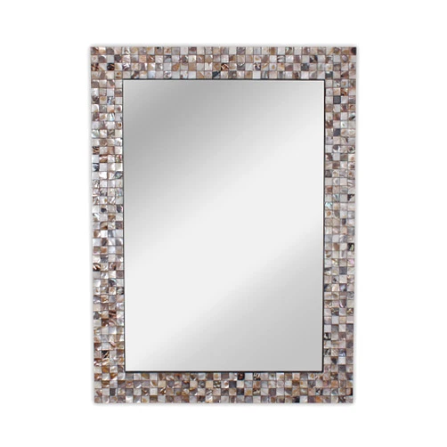 Chloe Lighting Reflection Verical/Horizontal Hanging Seashell Finish Rectangle Framed Wall Mirror 32'' Height