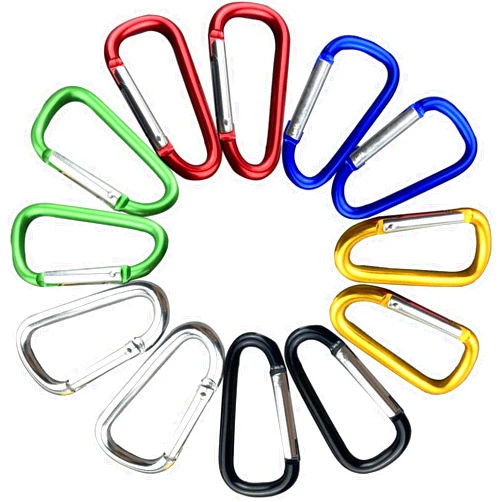 Aeibun 6/12 Pack Carabiner Clip Keychain 3 inches - D Ring Aluminum Caribiniers Hook Key Clips for Belt Loop, Water Bottle, Backpack, Flag, Dog Lesh, Camping Hiking, Animal Cage, Plant, Connect Hooks