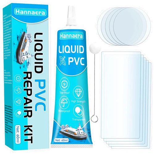 Hannaera Air Mattress Patch Kit, Pool Liner Patch Kit Waterproof, Transparent Inflatable Patch Repair Kit, Vinyl Repair Kit for Inflatables, Swimming Pool,Hot Tub,Boat,Raft,Kayak (60 ml) (Liquid PVC)