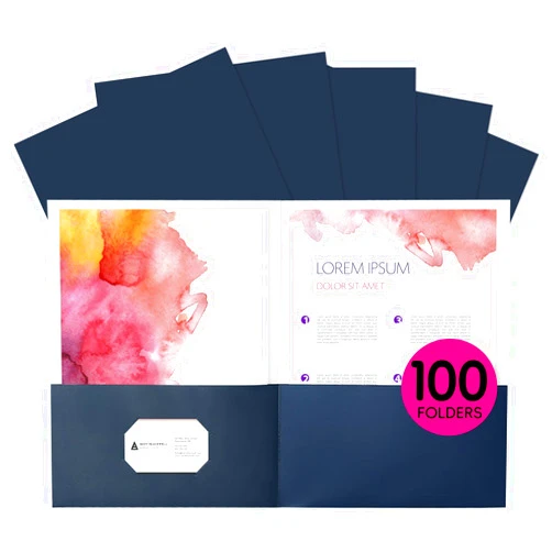 Pmybupo Two Pocket Folders,100 Pack Blue Folders with Pockets Fit Letter Size Paper,Thick Paper File Folder for School Office Business Home,Assorted 6 Colors