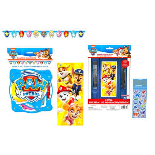 Unique Paw Patrol Birthday Party Supplies Bundle includes 1 5ft Happy Birthday Banner, 1 Plastic Door Poster 27