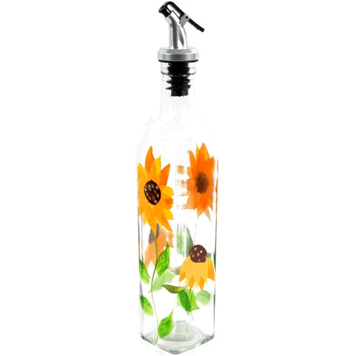 Containly 16oz Hand-Painted Sunflower Glass Oil and Vinegar Cruet