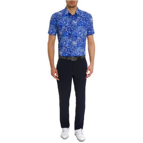 Robert Graham Men's Golden Paisley Short Sleeve Knit Polo Shirt