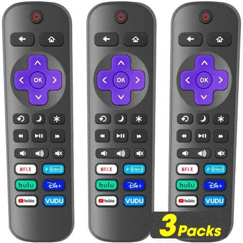 YesBes 3 Pack Replacement Remote Control Only for Roku TV, Compatible with All TCLRoku/HisenseRoku/OnnRoku/SharpRoku/PhilipsRoku (Not for Roku Stick, Box or Speaker)