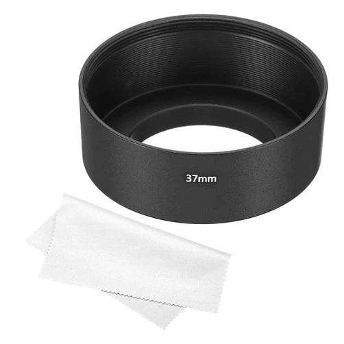 PATIKIL 37mm Lens Hood, Standard Focus Frosted Surface Anti-Reflective Inside Hood with Cleaning Cloth for Camera Lens, Black for Nikon, for Fujifilm, for Pentax, for Leica