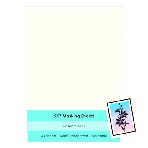 LIVHOLIC 30 Sheets Masking Paper Sheets Low Tack 5X7 Inch Reusable Adhesive Backing Washi Paper Ultra-Thin for Positioning Stamps,Card Making
